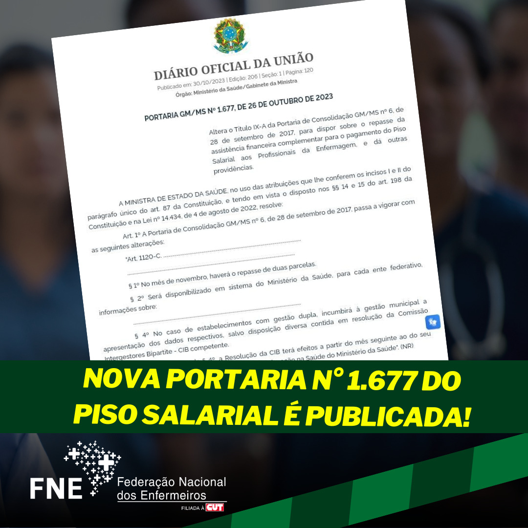 Ministério da Saúde publica Portaria que traz mudanças no repasse da assistência complementar para o pagamento do Piso Salarial da Enfermagem