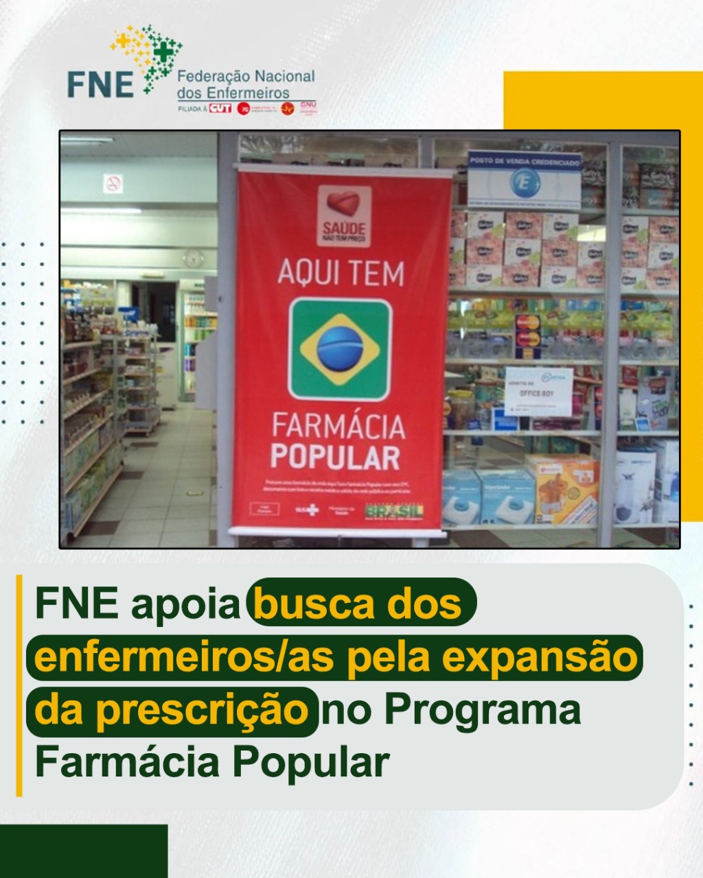 FNE apoia busca dos enfermeiros/as pela expansão da prescrição no Programa Farmácia Popular