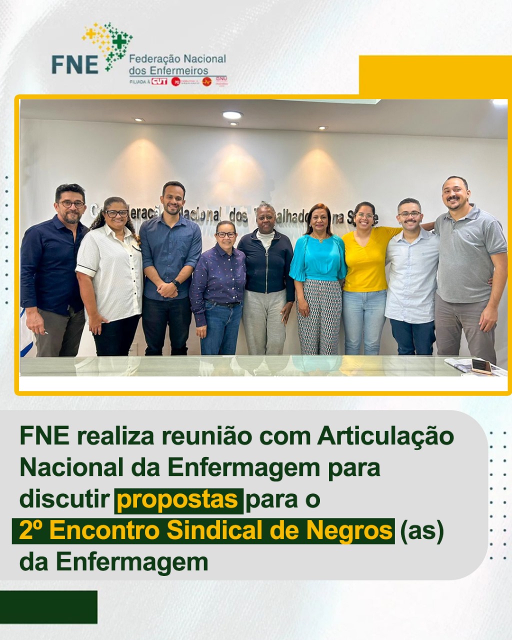 FNE realiza reunião com Articulação Nacional da Enfermagem para discutir propostas para o 2º Encontro Sindical de Negros (as) da Enfermagem