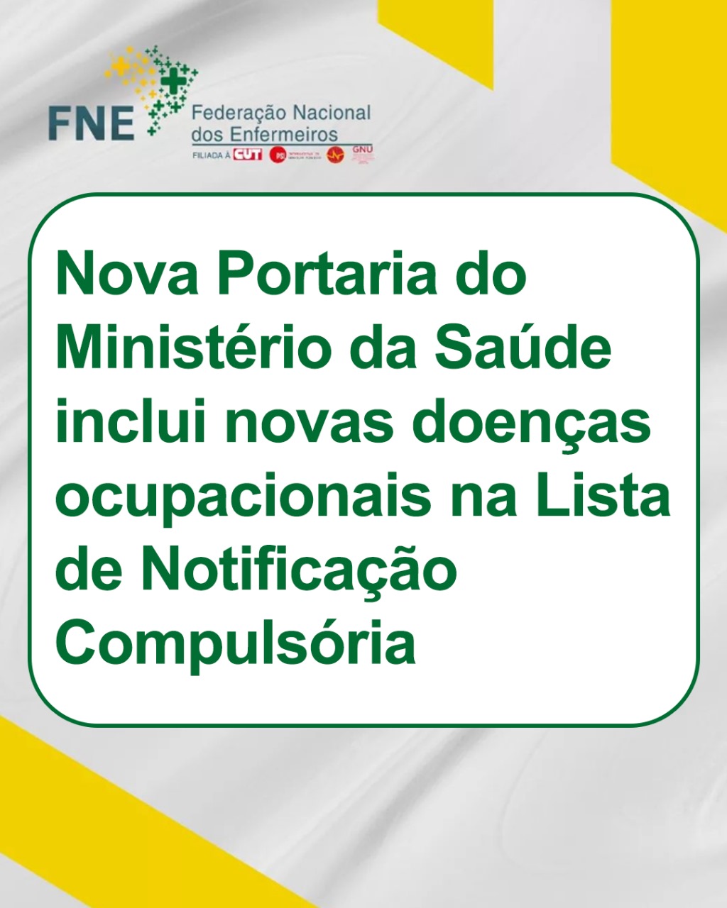 Portaria do Ministério da Saúde inclui novas doenças ocupacionais na Lista de Notificação Compulsória