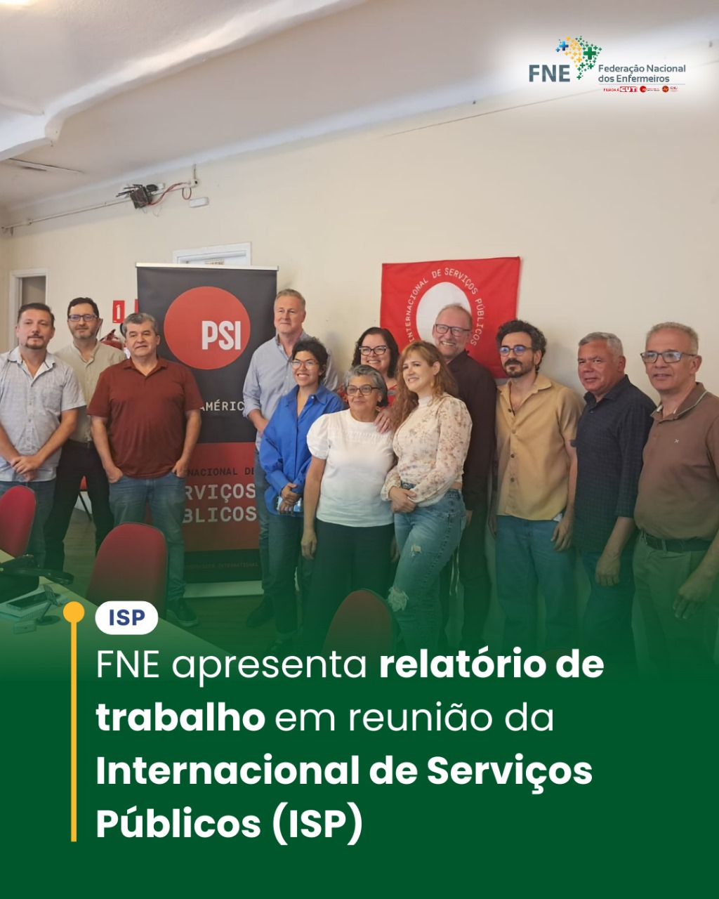 FNE apresenta relatório de trabalho em reunião da Internacional de Serviços Públicos (ISP)