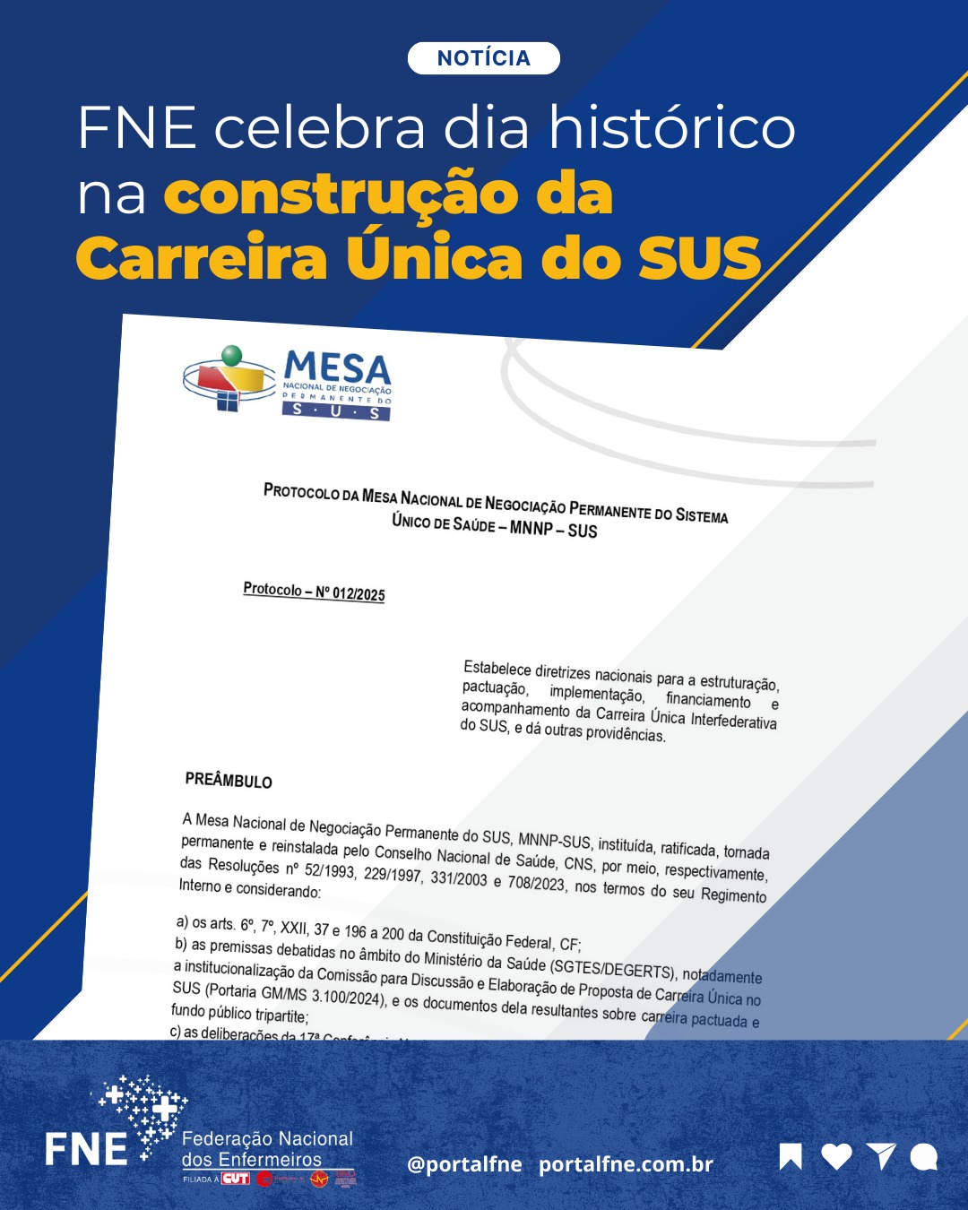 FNE celebra dia histórico na construção da Carreira Única do SUS