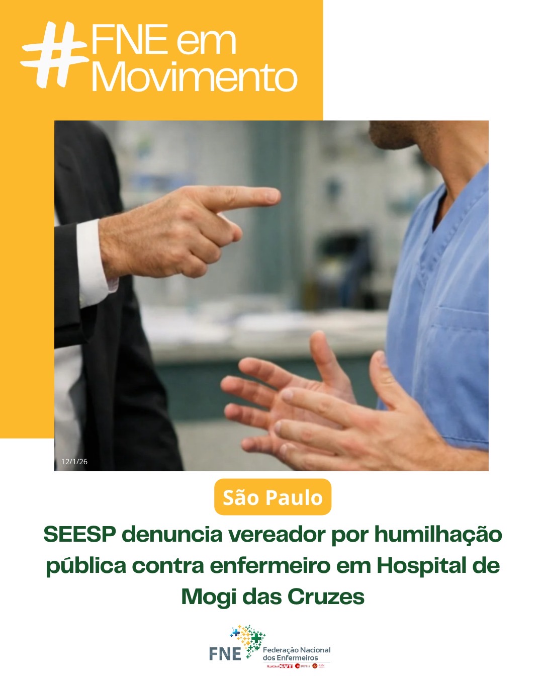 SEESP denuncia vereador por humilhação pública contra enfermeiro em Hospital de Mogi das Cruzes