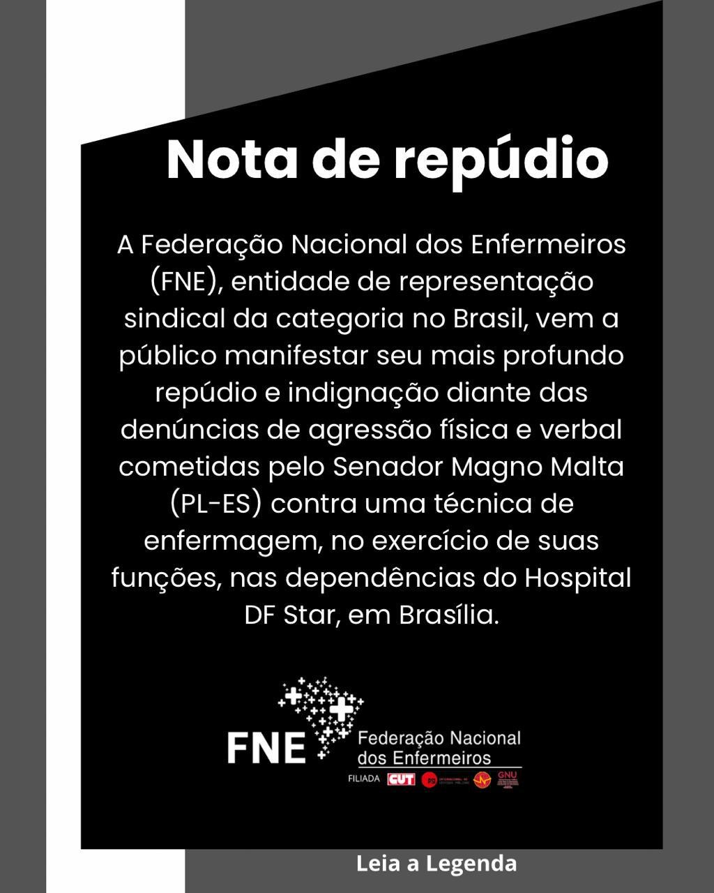 NOTA de Repúdio da FNE à agressão sofrida por profissional de enfermagem no Hospital DF Star e de solidariedade à trabalhadora.