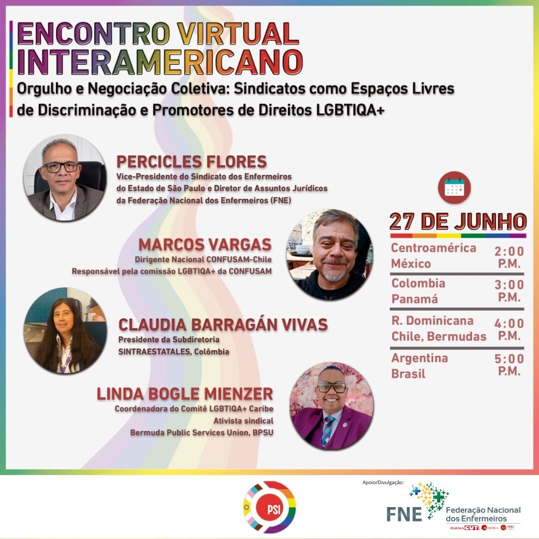 Webinário: Orgulho e Negociação Coletiva: Sindicatos Como Espaços Livres de Discriminação e Promotores de Direitos LGBTIQA+. 