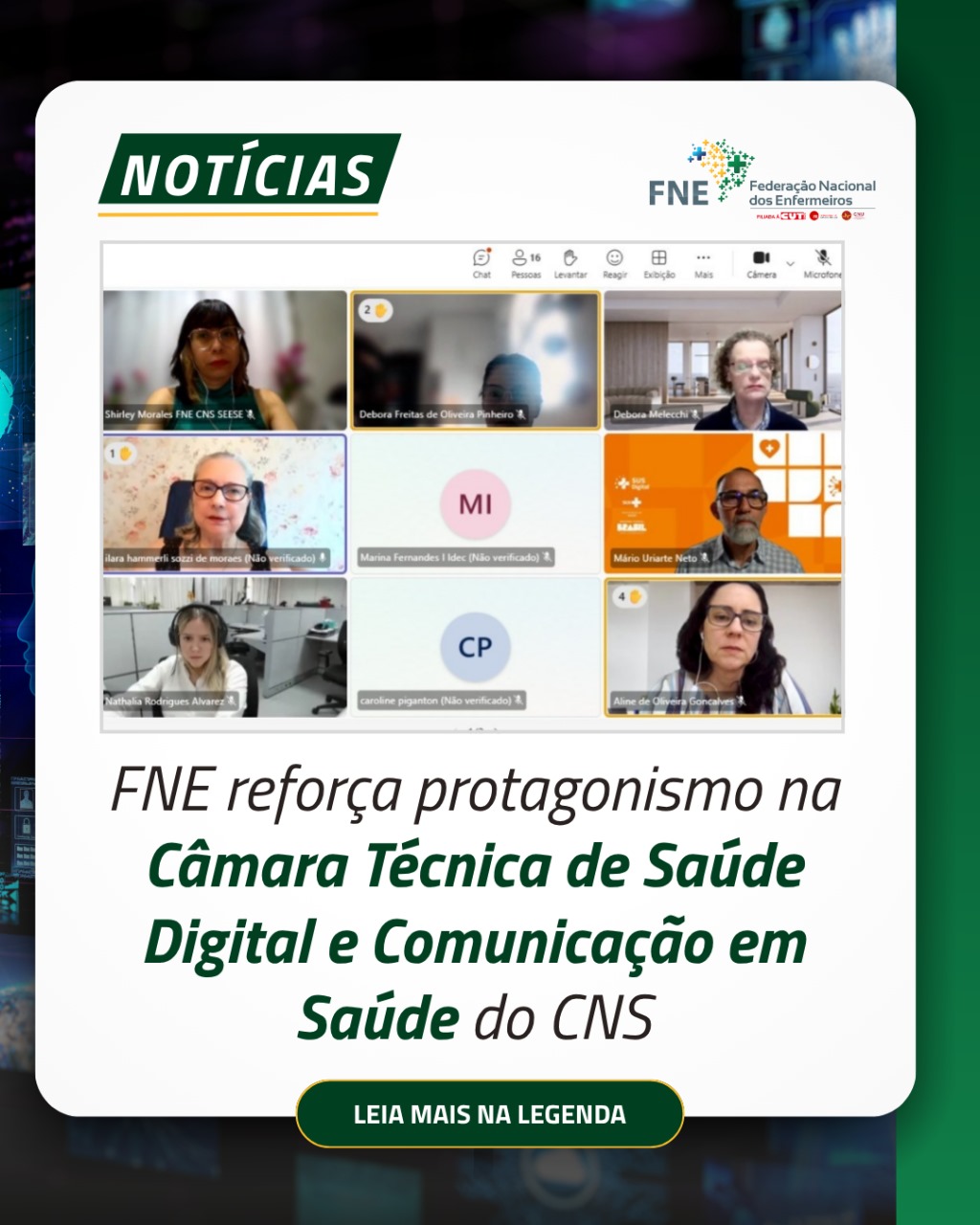 FNE reforça protagonismo na Câmara Técnica de Saúde Digital e Comunicação em Saúde do CNS