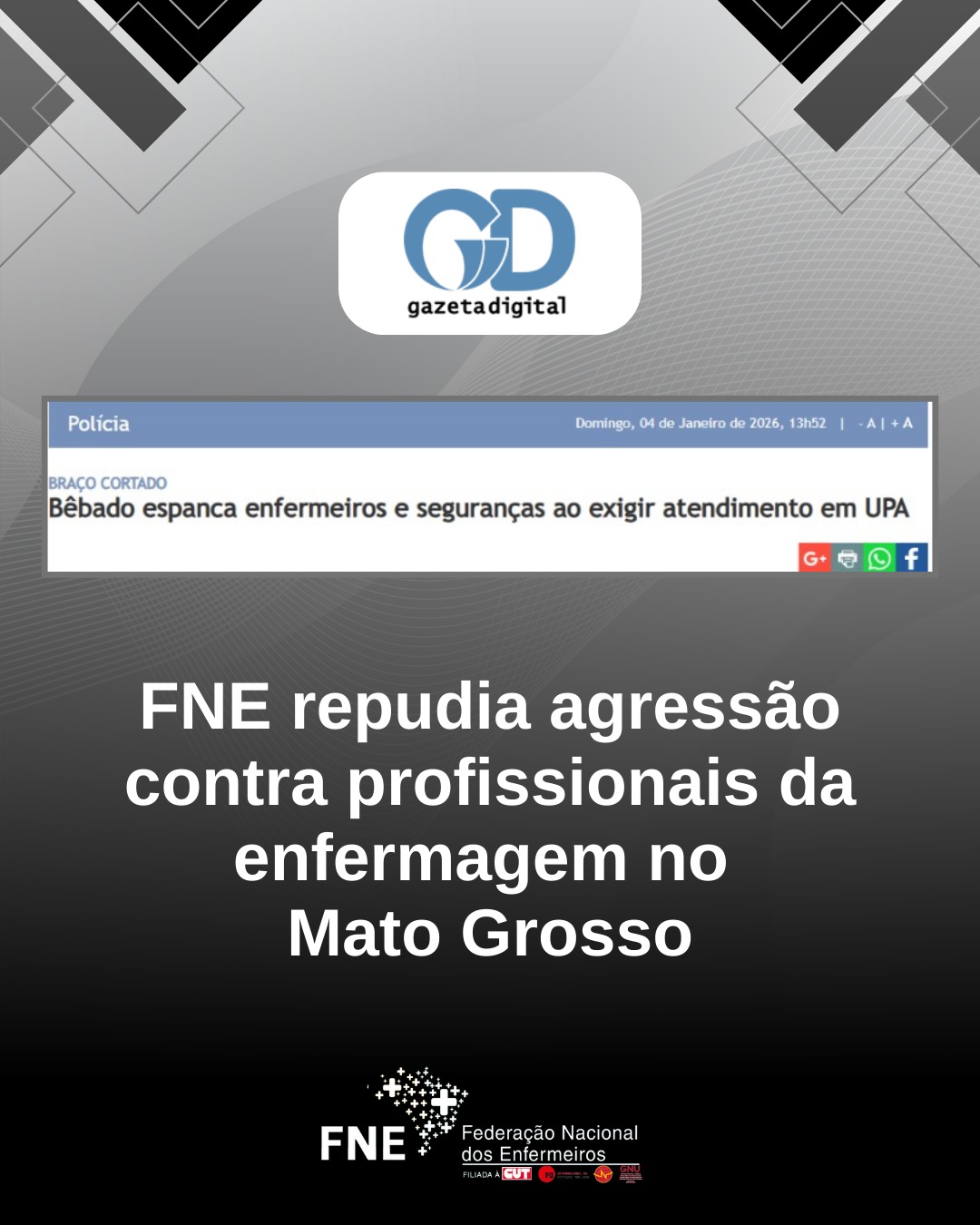 FNE repudia agressões verbais e físicas contra profissionais de enfermagem no Mato Grosso