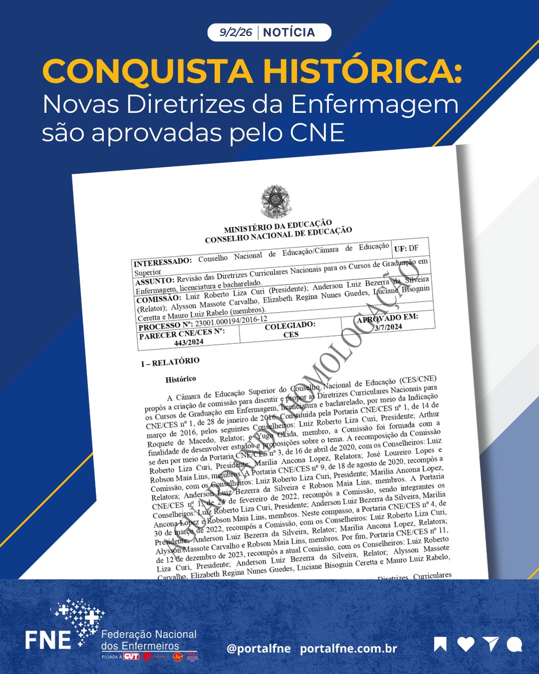 CONQUISTA HISTÓRICA: Novas Diretrizes da Enfermagem são aprovadas pelo CNE