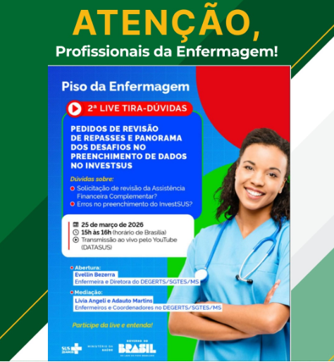ATENÇÃO, PROFISSIONAIS DA ENFERMAGEM! 2ª Live Tira-Dúvidas