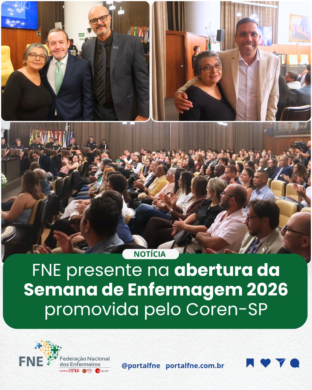 FNE presente na abertura da Semana de Enfermagem 2026 promovida pelo Coren-SP