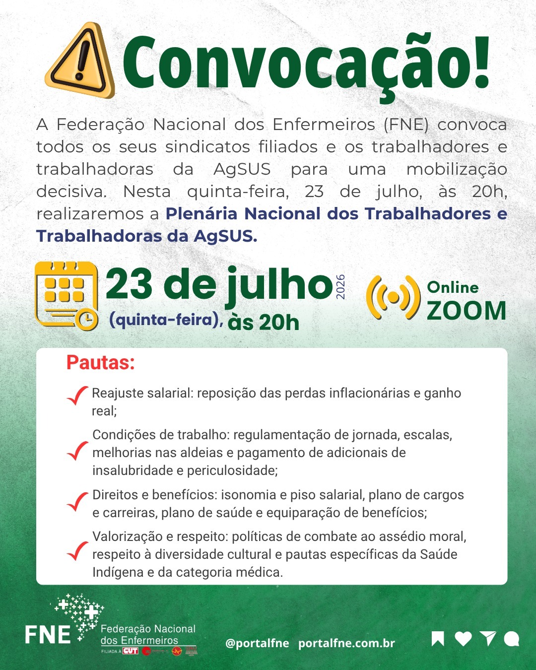 Participe da plenária nacional da AgSUS!